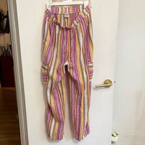 Hurley Striped Straight Leg Pants in Pink, Yellow, Orange, White